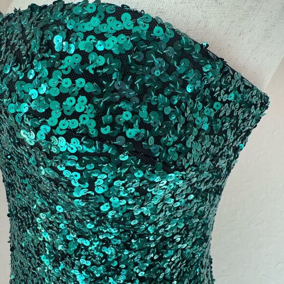 New Dress The Population Alexis sequin midi dress in emeralds green holiday sz M - Picture 14 of 16